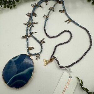 Anthropologie Serefina Midnight Blue Quartz Necklace with Crystals & Rhinestones